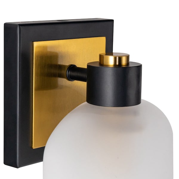 Lyndon Collection 1-Light Bathroom Sconce Black And Brushed Brass